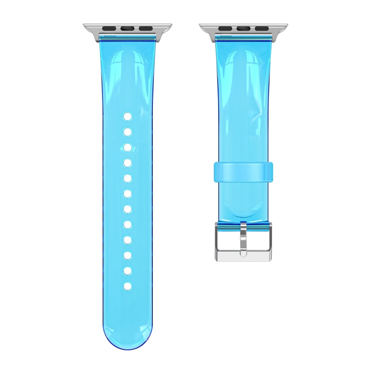 TPU Fuel Injection Watch Band For Apple Watch Series 7 45mm /6&SE&5&4 44mm /3&2&1 42mm(Transparent Blue) - Watch Bands by null | Online Shopping UK | buy2fix