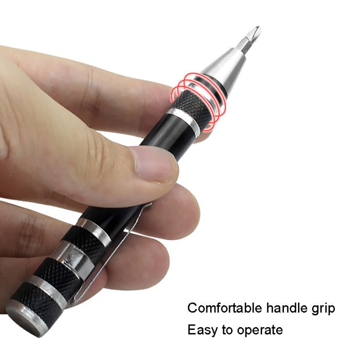 8 In 1 Screwdriver Aluminum Alloy Combination Disassembly Pen Repair Screwdriver(Red) - Screwdriver Tools by buy2fix | Online Shopping UK | buy2fix