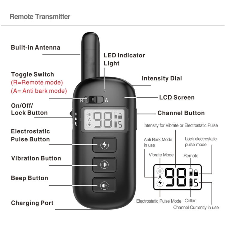 Remote Control Trainer Dog Collar Automatic Bark Stop Device, Specification: 1 Drag 3 - Training Aids by buy2fix | Online Shopping UK | buy2fix