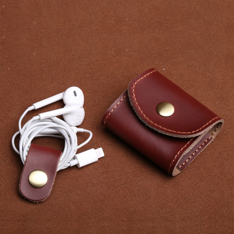 S122 Vintage Mini Leather Headphone Bag(Black) - Digital Storage Bag by buy2fix | Online Shopping UK | buy2fix