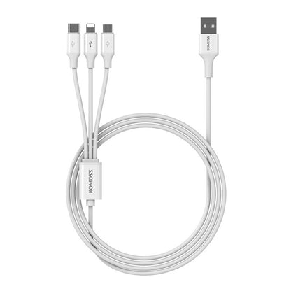 ROMOSS CB251V 3.5A USB To 8 Pin+Type-C+Micro USB 3 In 1 Charging Cable, Length: 0.6m - Multifunction Cable by ROMOSS | Online Shopping UK | buy2fix