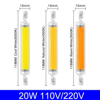 118mm 20W R7S LED COB Dimmer Glass Lamp Double-end Horizontal Plug-in Light(110V Natural White Light) - LED Blubs & Tubes by buy2fix | Online Shopping UK | buy2fix