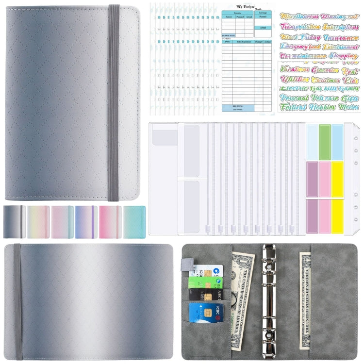 A6 Gradient Macaroon Loose-leaf Handbook Cash Budget Book(Gray White) - Notebooks by buy2fix | Online Shopping UK | buy2fix