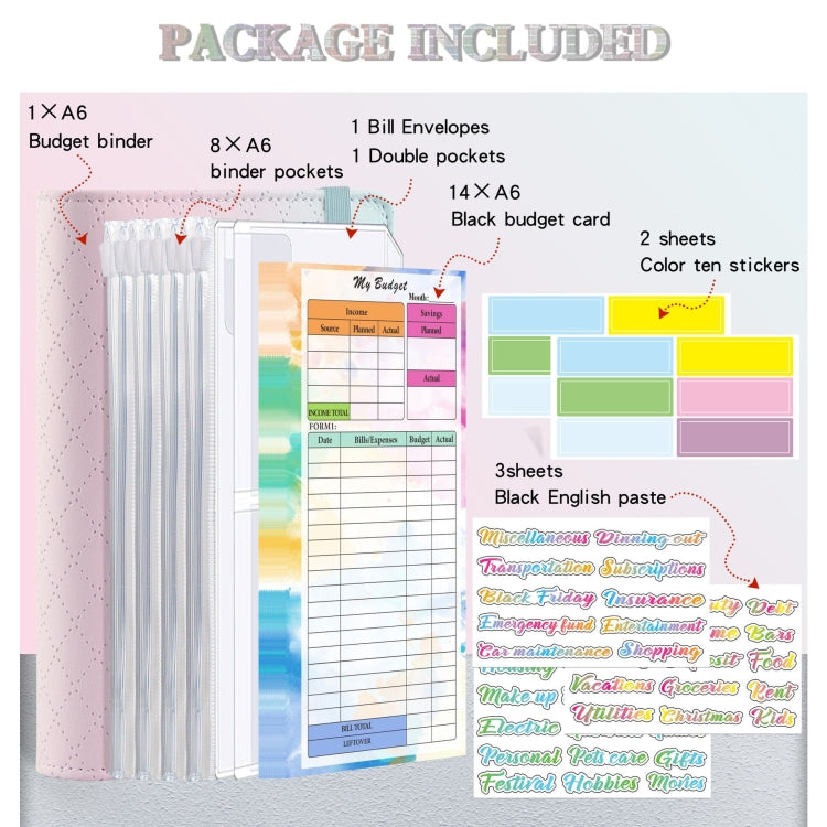 A6 Gradient Macaroon Loose-leaf Handbook Cash Budget Book(Gray White) - Notebooks by buy2fix | Online Shopping UK | buy2fix