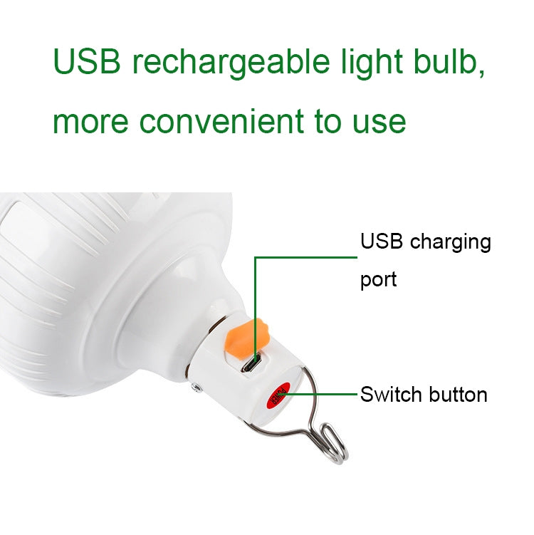 AB26 USB Charging LED Bulb Night Market Stall Lights Outdoor Camping Hanging Lamp, Power: 80W (White) - Camping Lighting by buy2fix | Online Shopping UK | buy2fix