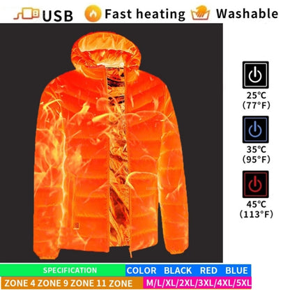 9 Zone Black USB Winter Electric Heated Jacket Warm Thermal Jacket, Size: L - Down Jackets by buy2fix | Online Shopping UK | buy2fix