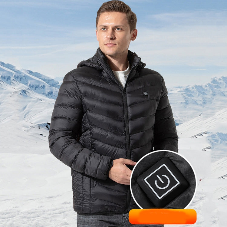 11 Zone Double Control Black USB Winter Electric Heated Jacket Warm Thermal Jacket, Size: L - Down Jackets by buy2fix | Online Shopping UK | buy2fix