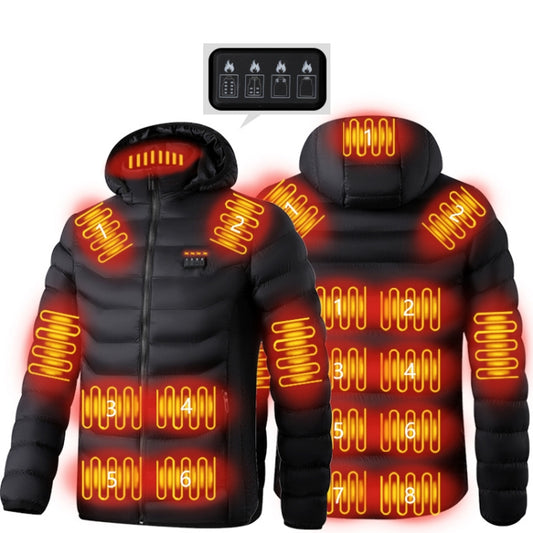 19 Zone 4 Control Black USB Winter Electric Heated Jacket Warm Thermal Jacket, Size: S - Down Jackets by buy2fix | Online Shopping UK | buy2fix