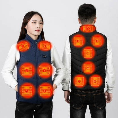 11 Area Double Control Black USB Electric Heating Undershirt Intelligent Warm Vest(4XL) - Down Jackets by buy2fix | Online Shopping UK | buy2fix