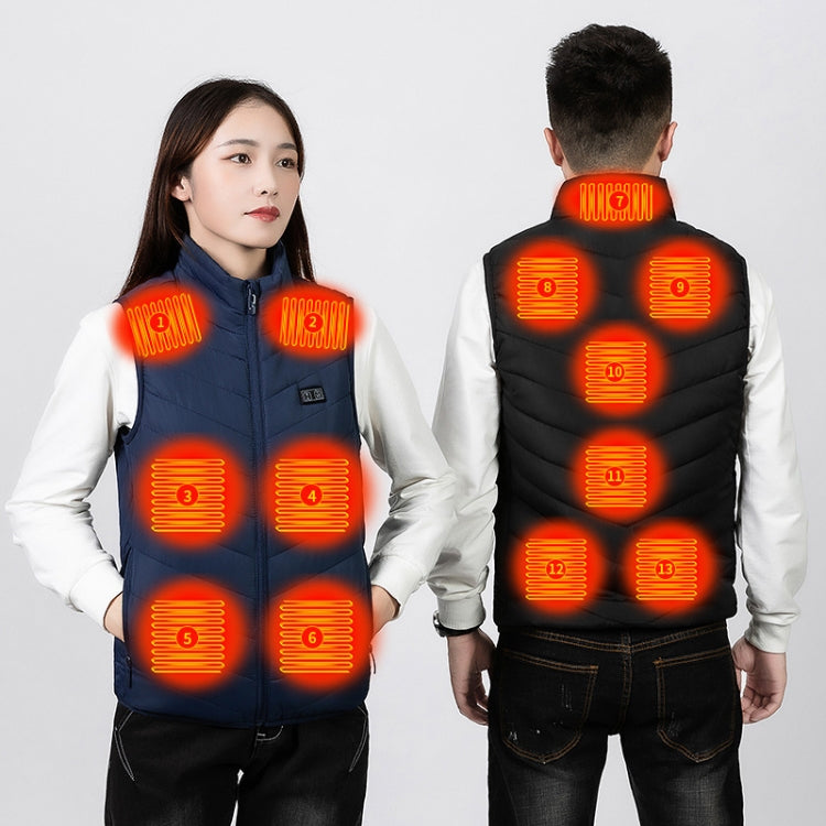 17 Area  4 Control Black USB Electric Heating Undershirt Intelligent Warm Vest(XXL) - Down Jackets by buy2fix | Online Shopping UK | buy2fix