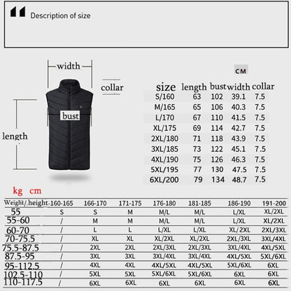 17 Area  4 Control Blue USB Electric Heating Undershirt Intelligent Warm Vest(4XL) - Down Jackets by buy2fix | Online Shopping UK | buy2fix