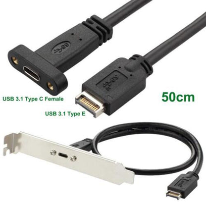 USB 3.1 Type-E To USB-C / Type-C Connector Front Panel Header 0.5m Low Profile Bracket - Cable & Adapters by buy2fix | Online Shopping UK | buy2fix