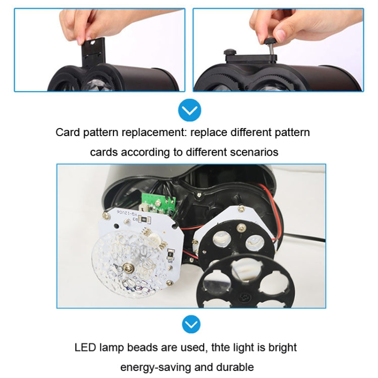 12 Cards EU Plug Not Easy To Fade Card Pattern 9W Double Cylinder Water Pattern Christmas Projection Light - Christmas Decoration Lamps by buy2fix | Online Shopping UK | buy2fix