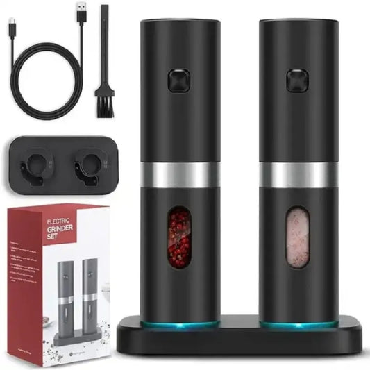 Electric Automatic Salt And Pepper Grinder Set With Charging Base, Model: D2 KYMQ-7C - Stirrer & Squeezer by buy2fix | Online Shopping UK | buy2fix