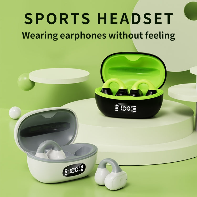 Business Binaural Digital Display Clip-On Bluetooth Earphone With Charging Compartment(Black+Green) - Bluetooth Earphone by buy2fix | Online Shopping UK | buy2fix