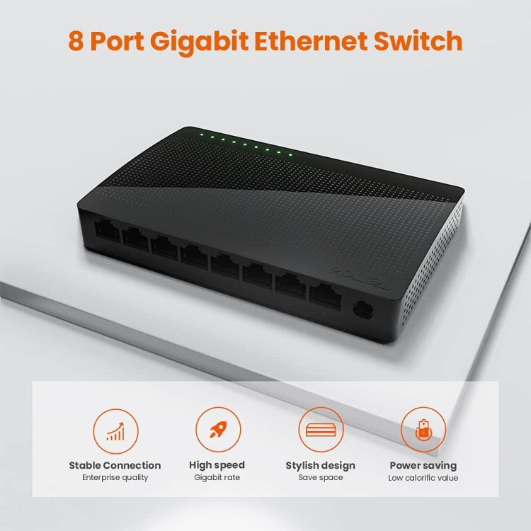 Tenda SG108 100/1000M Desktop Network Switch 8 Port Gigabit Desktop Switch Ethernet Switch LAN Hub(AU Plug) - Network Hubs by Tenda | Online Shopping UK | buy2fix