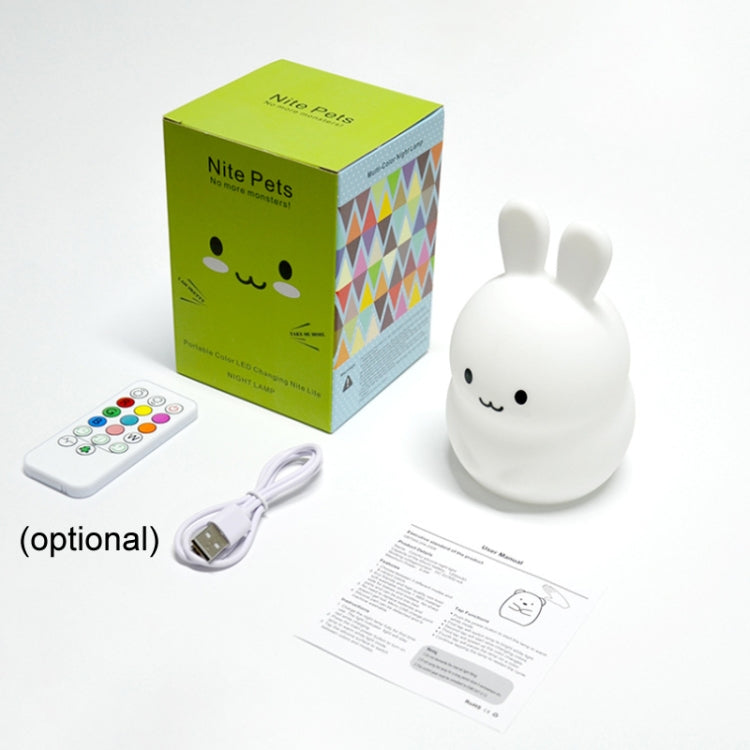 Rabbit Silicone Pat Night Light Children Gift Color Changing Lamp, Specification: Charging Remote Control - Night Lights by buy2fix | Online Shopping UK | buy2fix