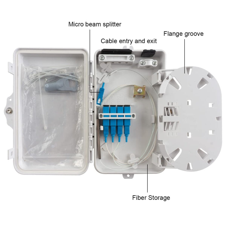 4 Core Fiber Splitter Box Wall Mounted  FTTX Distribution Box - Adapter by buy2fix | Online Shopping UK | buy2fix