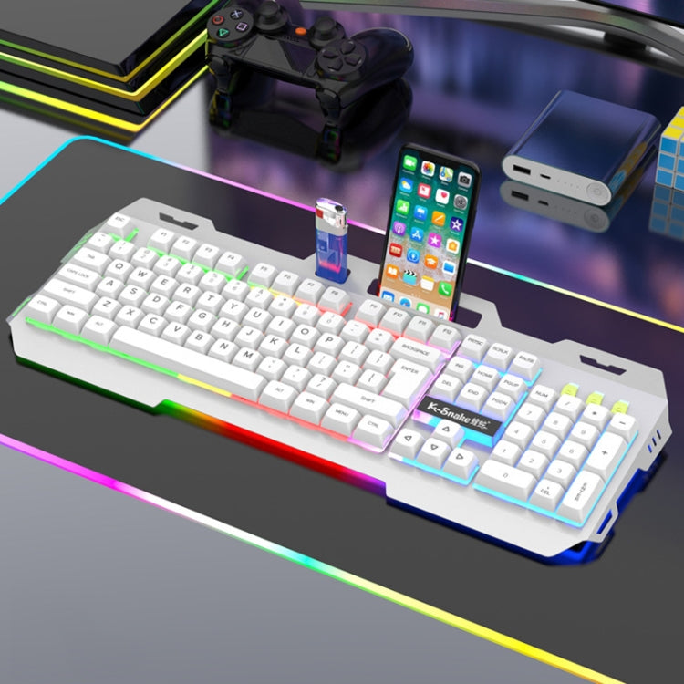 K-Snake Mechanical Feel Keyboard Mouse Kit USB Wired 104 Keycaps Computer Keyboard, Style: Single Keyboard (White) - Wired Keyboard by K-Snake | Online Shopping UK | buy2fix