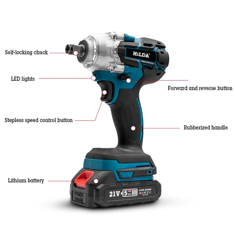 HILDA Motorized Wrenches Lithium Repair Parts With 22mm Socket, EU Plug, Model: Blue With 2 Battery+1 Charger(3000mAh) - Screws by HILDA | Online Shopping UK | buy2fix