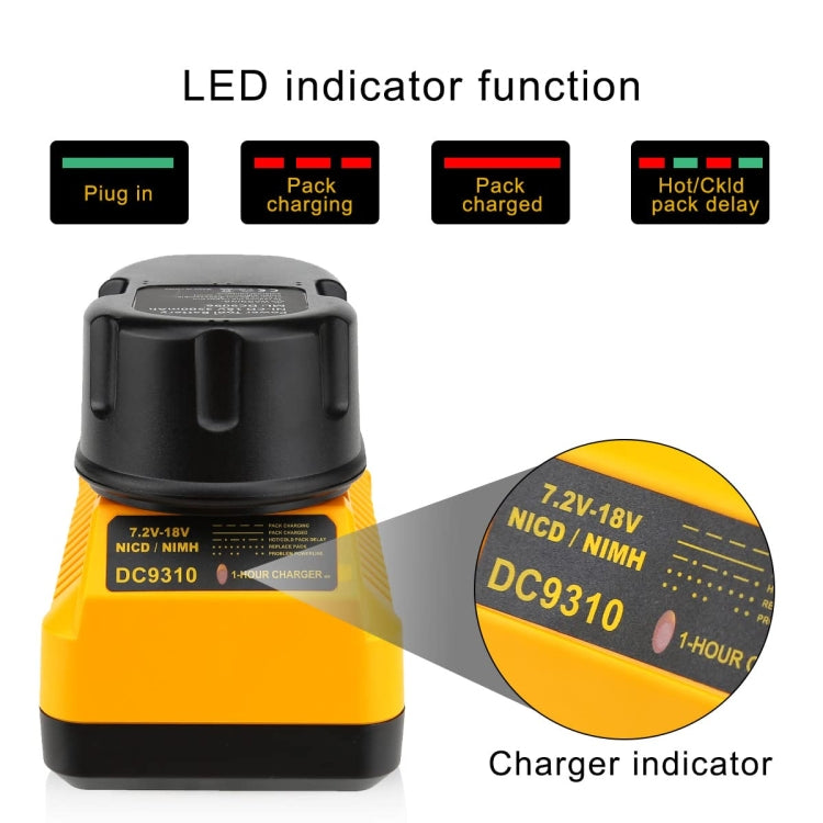 DCB9310 Fast Battery Charger for Dewalt 7.2V-18V XRP NI-CD NI-MH Battery, Plug: US - Electric Saws & Accessories by buy2fix | Online Shopping UK | buy2fix