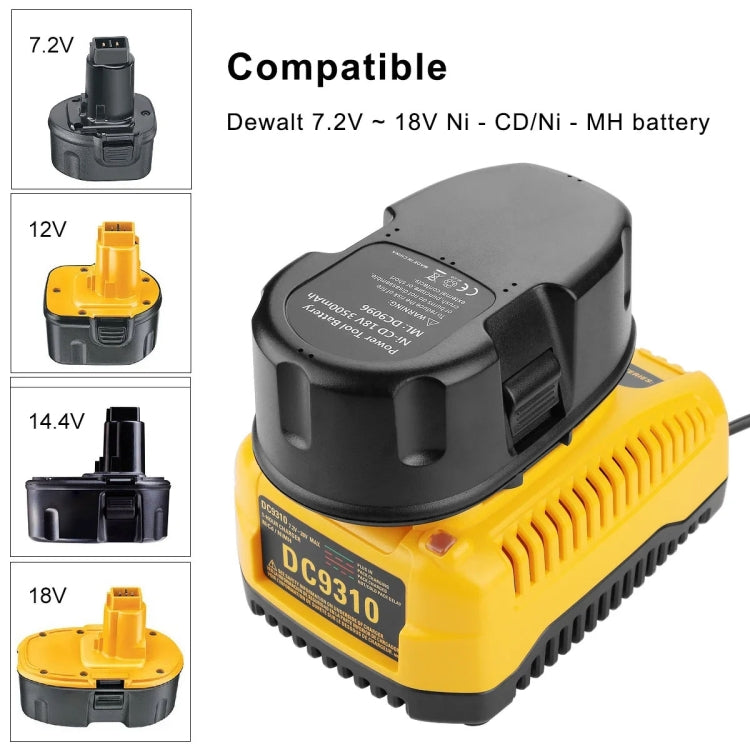 DCB9310 Fast Battery Charger for Dewalt 7.2V-18V XRP NI-CD NI-MH Battery, Plug: EU - Electric Saws & Accessories by buy2fix | Online Shopping UK | buy2fix
