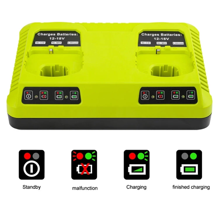 For RYOBI P108 / P117 12-18V Lithium Nickel Battery Dual Port Charger, Plug: US - Electric Saws & Accessories by buy2fix | Online Shopping UK | buy2fix