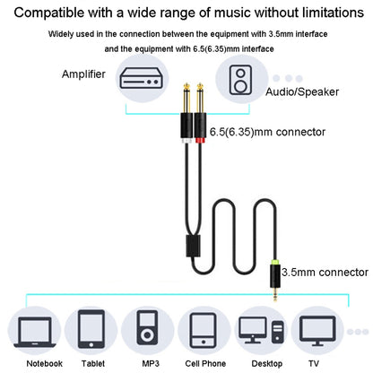 JINGHUA 3.5mm To Dual 6.5mm Audio Cable 1 In 2 Dual Channel Mixer Amplifier Audio Cable, Length: 0.5m - Aux Cable by JINGHUA | Online Shopping UK | buy2fix