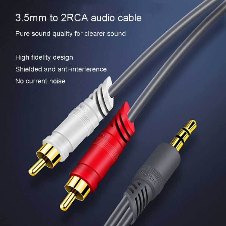 JINGHUA 3.5mm To 2RCA Audio Cable Game Console Outdoor Audio Connection Cable, Size: 15m(Grey) - RCA Cable by JINGHUA | Online Shopping UK | buy2fix