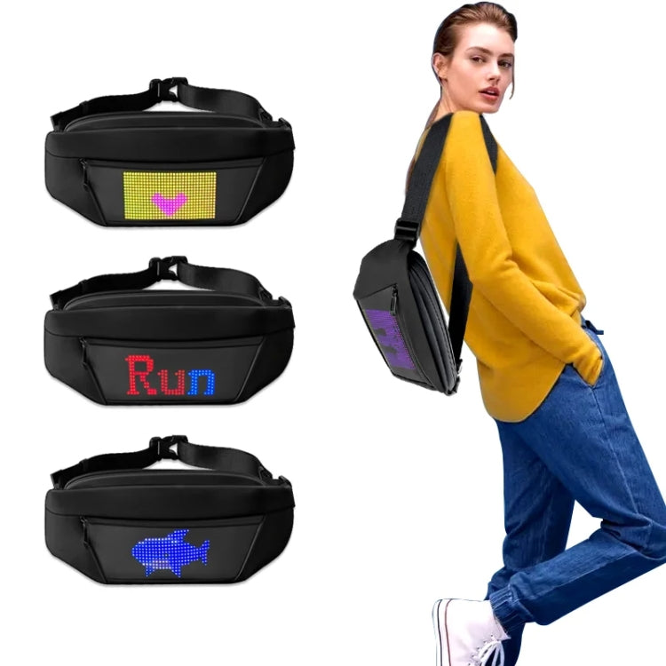 Bluetooth APP Oxford Cloth LED Pocket Outdoor Riding Color LED Waist Bag(Black) - Waist Bags by buy2fix | Online Shopping UK | buy2fix