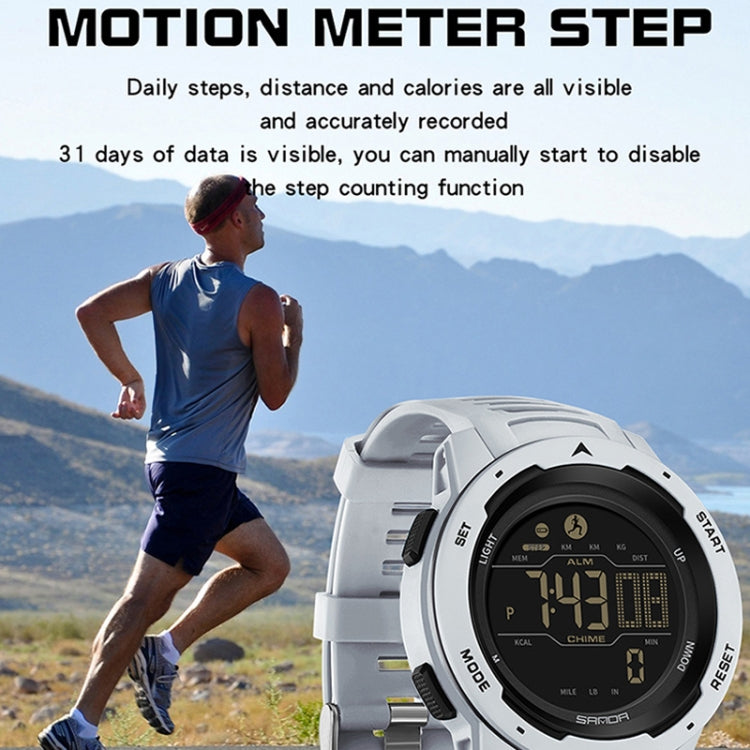 SANDA 2145 Calorie Pedometer Alarm Clock Waterproof Multifunctional Hiking Sports Shockproof Smart Watch(Gray) - Sport Watches by SANDA | Online Shopping UK | buy2fix