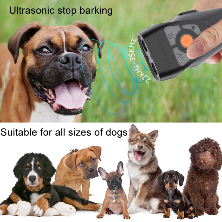 Dual Ultrasonic Repeller Pet Stop Barker With Mobile Power Supply Flashing Lighting Horn Function(Grey) - Training Aids by buy2fix | Online Shopping UK | buy2fix