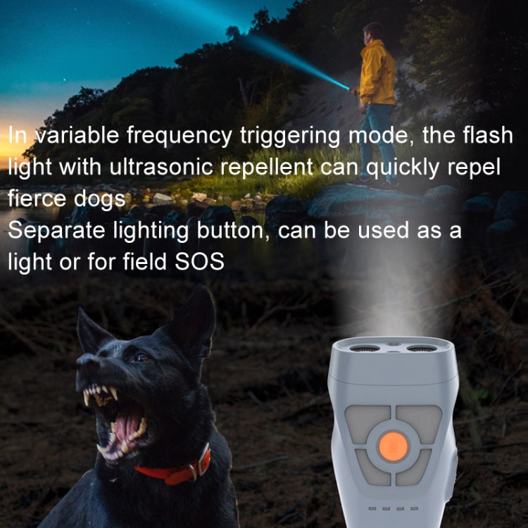 Dual Ultrasonic Repeller Pet Stop Barker With Mobile Power Supply Flashing Lighting Horn Function(Black) - Training Aids by buy2fix | Online Shopping UK | buy2fix