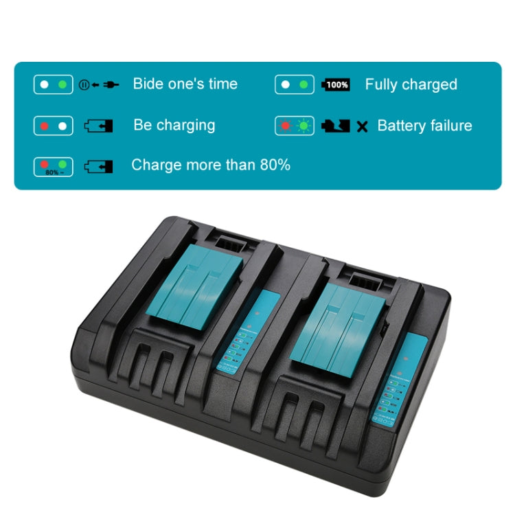 For Makita DC18RC 14.4-18V Lithium Battery Dual Charger, Specification: US Plug - Electric Saws & Accessories by buy2fix | Online Shopping UK | buy2fix