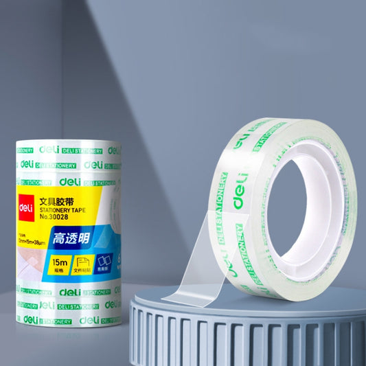 6 Rolls Width 1.2cm x Length 15m Deli Small High Viscosity Office Transparent Tape Student Stationery Tape - Tape & Solid glue by Deli | Online Shopping UK | buy2fix