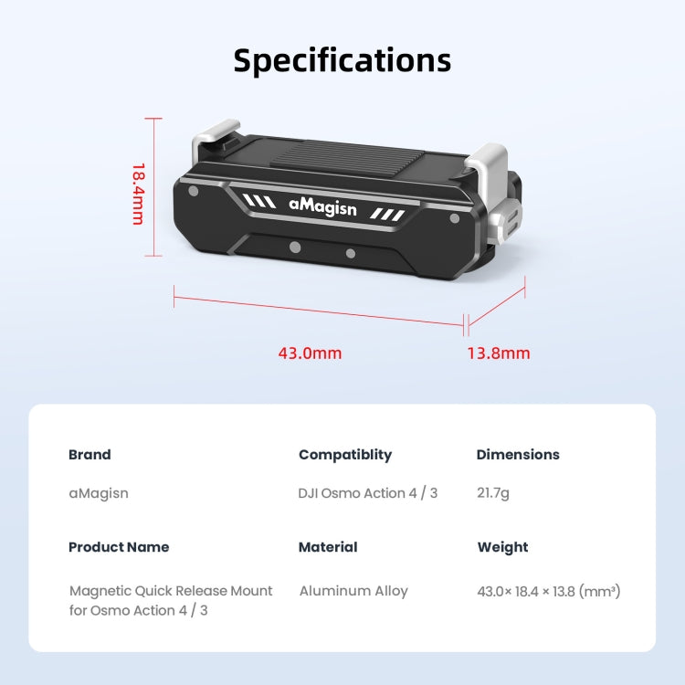 For DJI Osmo Action 4 / 3 aMagisn Magnetic Fast Disassembly Motion Camera Accessories -  by aMagisn | Online Shopping UK | buy2fix