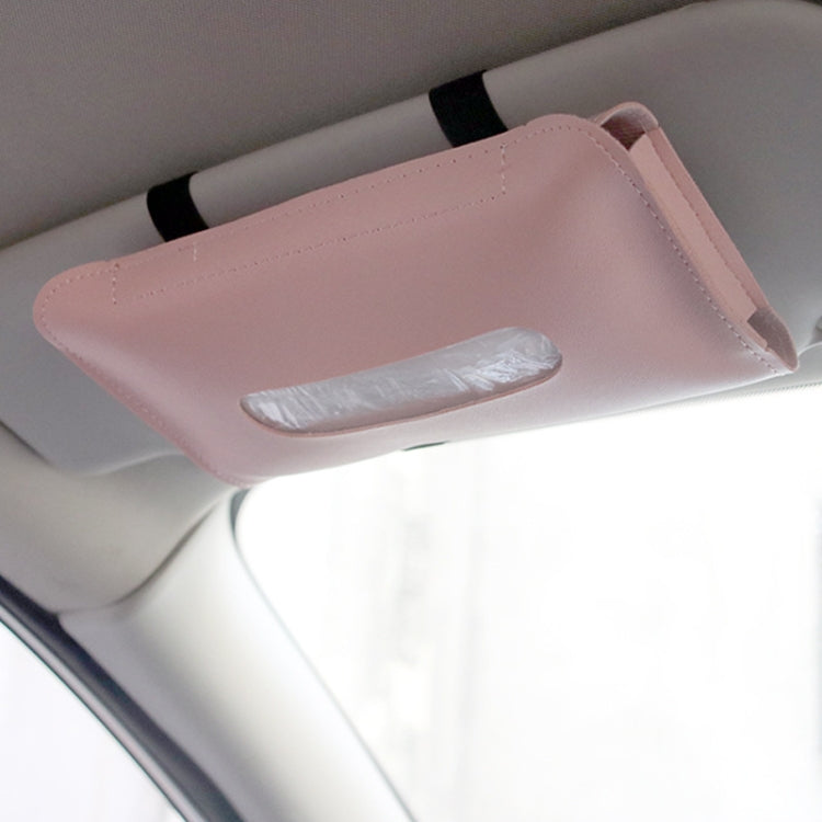 Car Armrest Box Sun Visor Hanging Leather Tissue Box(Pink) - Stowing Tidying by buy2fix | Online Shopping UK | buy2fix