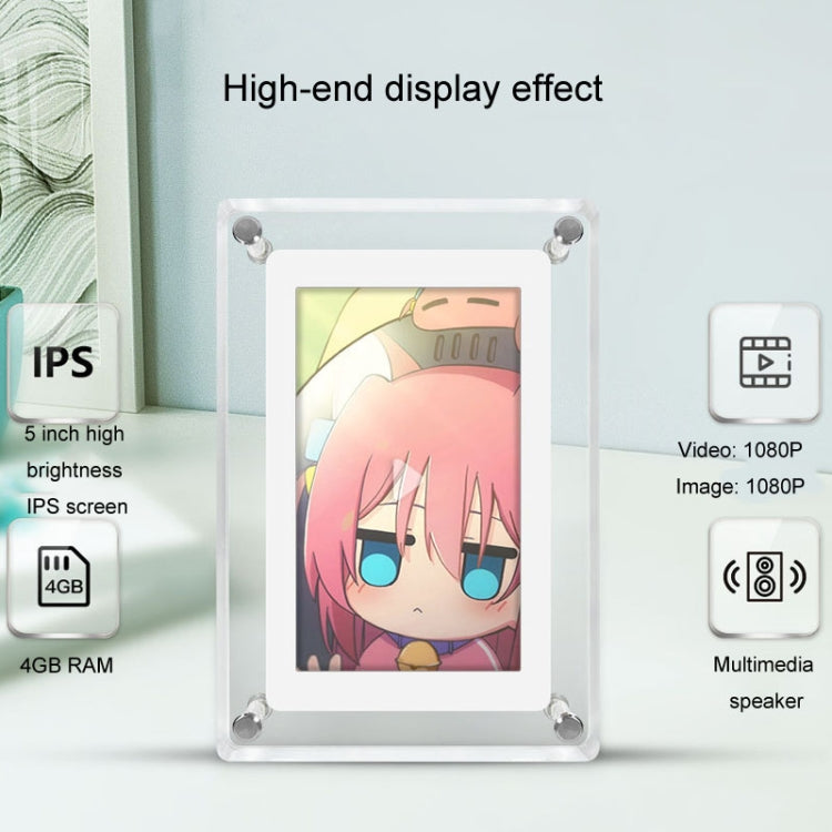 5 Inch HD Digital Photo Frame Crystal Advertising Player 1080P Motion Video Picture Display Player(US Plug) - 1.5-7.0 inch by buy2fix | Online Shopping UK | buy2fix