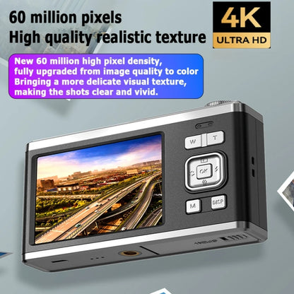 4K HD Optical Zoom Digital Camera 60MP Dual Screen Selfie Camera, No Memory(White) - Video Cameras by buy2fix | Online Shopping UK | buy2fix