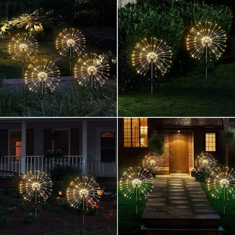 1 Drag 3 Color Light 360 LEDs Solar Fireworks Lamp Grass Globe Dandelion Flash String With Remote Control - Solar Lights by buy2fix | Online Shopping UK | buy2fix