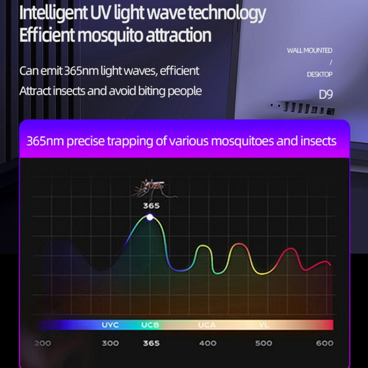 D9 Portable UV Anti Mosquito Lamp Rechargeable Mute Fly Trap with 3-speed Timing(Black) - Repellents by buy2fix | Online Shopping UK | buy2fix