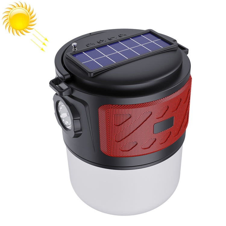 DV-V12 Outdoor Solar Camping Light FM Card Bluetooth Speaker(Red) - Camping Lighting by buy2fix | Online Shopping UK | buy2fix