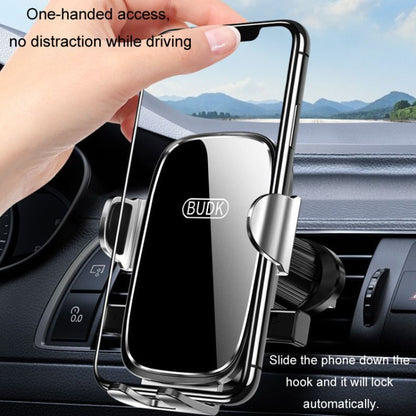 BUDK Anti-shake Car Phone Bracket Car Navigation Air Vent Fixed Gravity Support Stand(Silver) - Car Holders by BUDK | Online Shopping UK | buy2fix