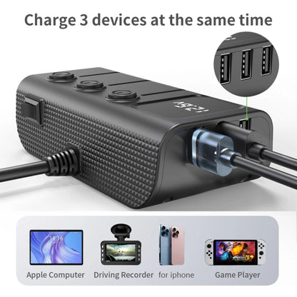120W Digital Display Cigarette Lighter Car Fast Charging Charger(Black) - Car Charger by buy2fix | Online Shopping UK | buy2fix
