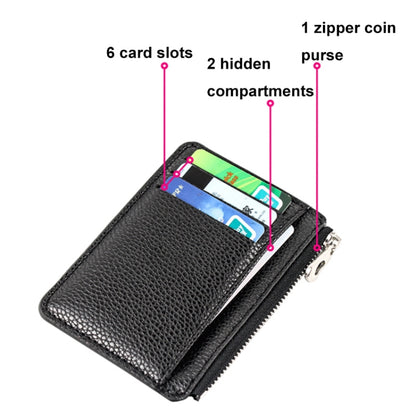 Multi-card Slot Zipper Card Holder Large Capacity Ultra-thin Coin Purse(Pink) - Card & Passport Bags by Pieru | Online Shopping UK | buy2fix