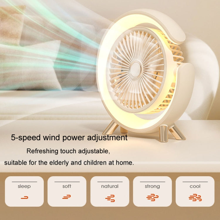 USB Charging Desktop Fan With Light Student Dormitory Light Sound Office Aroma Desktop Fan(Dark Blue) - Electric Fans by buy2fix | Online Shopping UK | buy2fix