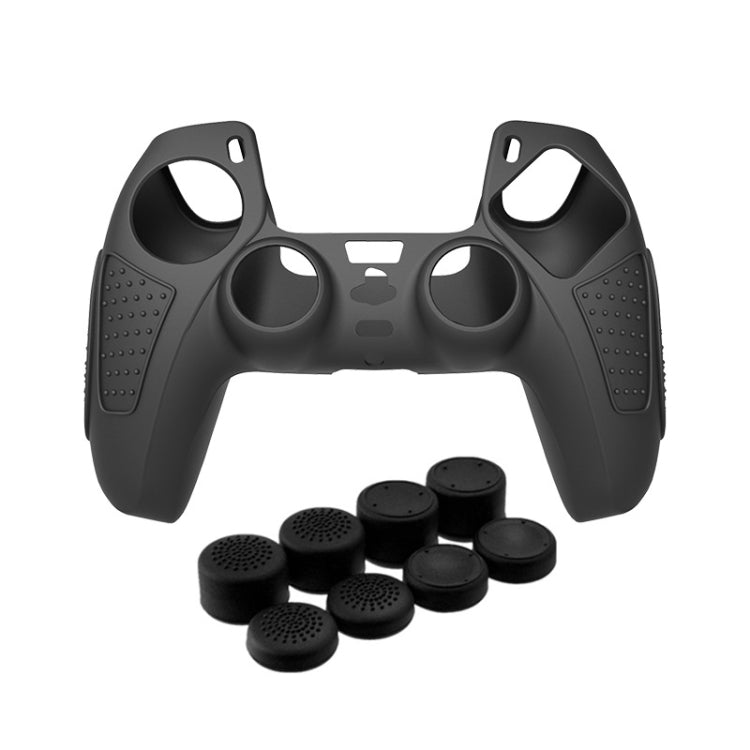 For PS5 Gamepad Silicone Protective Case Anti-Skid Soft Silicone Cover, Color: Black+8 Hats - Cases by buy2fix | Online Shopping UK | buy2fix