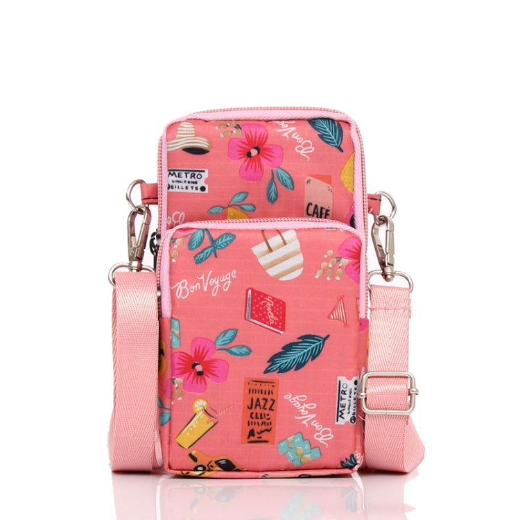 Printed Crossbody Mobile Phone Bag Mini Wallet With Arm Band, Style: Pink Holiday - Single-shoulder Bags by buy2fix | Online Shopping UK | buy2fix