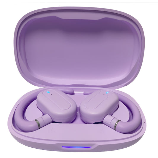 Hanger Type Stereo Outside Sound Bluetooth Earphones With Charging Bin(Purple) - Bluetooth Earphone by buy2fix | Online Shopping UK | buy2fix