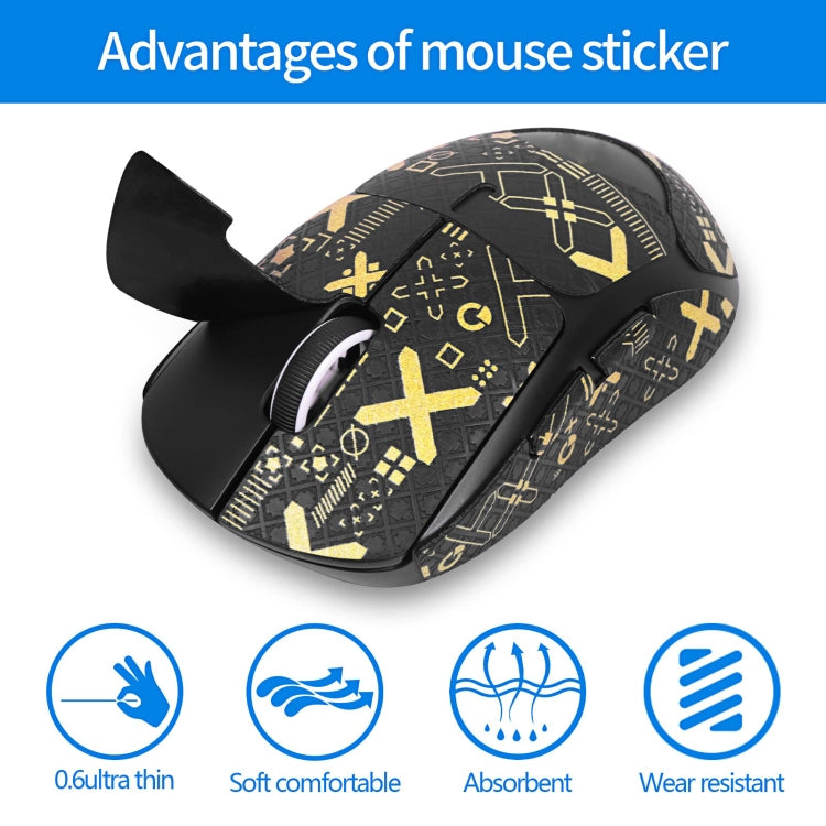 For Logitech GPW 2-Generation Mouse Anti-Slip Stickers Absorb Sweat Paste, Color: Black Gold Print Half Surround - Silicone / Sticker by buy2fix | Online Shopping UK | buy2fix